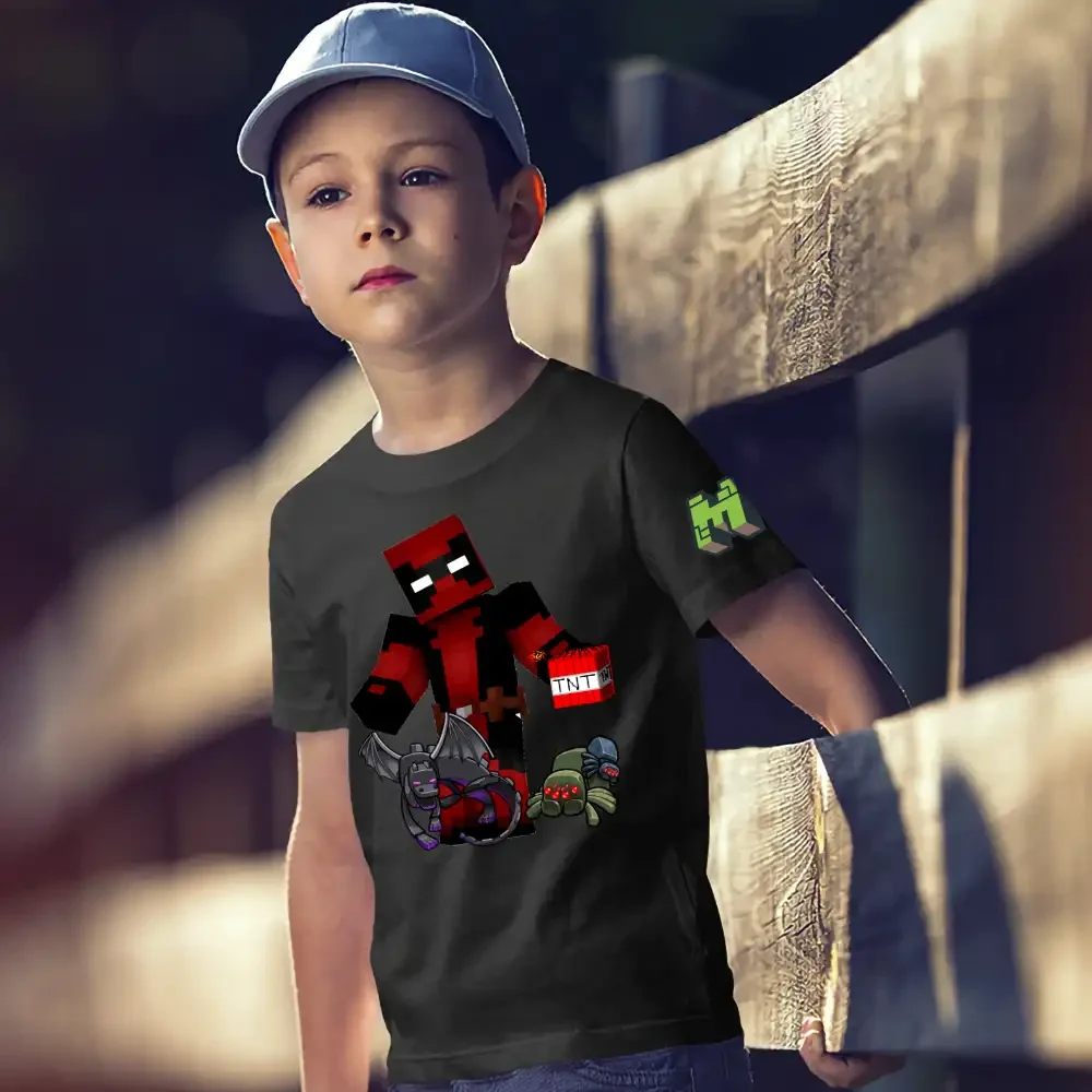 tricou-minecraft-11w2T52 Tricou Minecraft Deadpool Maynkraft Baieti