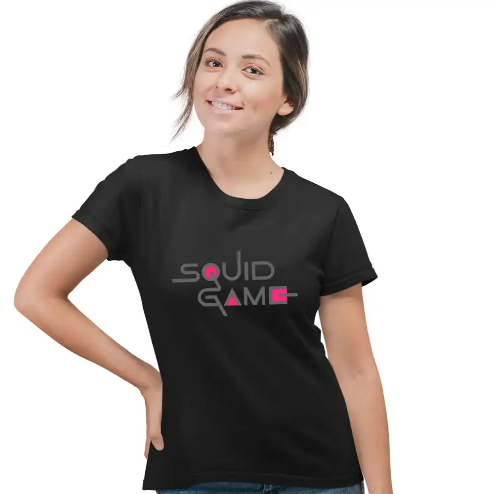 tricou-squid-game-35w2T141 Tricou Squid Game Logo Femei