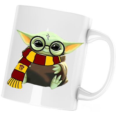Cana Baby Yoda Harry Potter Cute, Mandalorian, alba, 330 ml